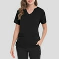 thumbnail image 6 of 2 Pocket Scrub Top for Women V Neck Short Sleeve Side Slit Top Made with Soft Stretch Durable Fabric, #01 Black, 5XL, 6 of 6