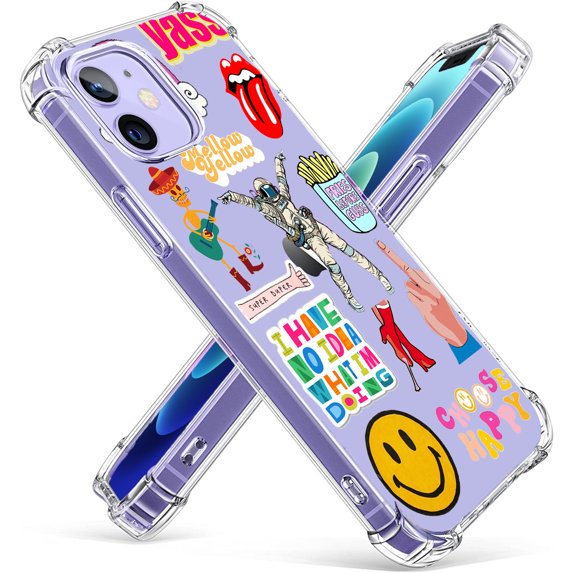 Pop Culture Clear Case for iPhone 12,Aesthetic Art Design Case for Men Women,Unique Soft Transparent TPU Bumper Case Cover