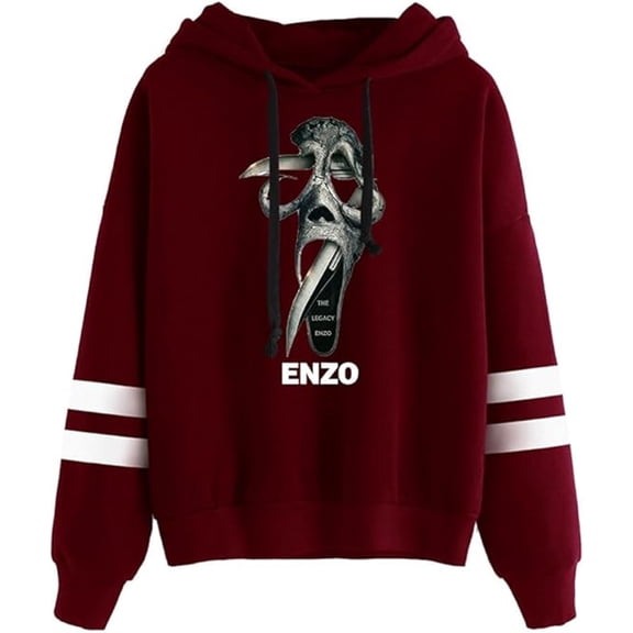 Scream 7 Ghostface New Movie Merch Hoodie - Unisex Pocketless Double-Striped Sleeves Casual Sweatshirt