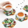 thumbnail image 7 of Pofeuu Vegan1 Print Leather Coasters Set of 6, Round Cups Mugs Mat Pad for Home Kitchen Heat Resistant Drink Coasters,Hexagon, 7 of 7