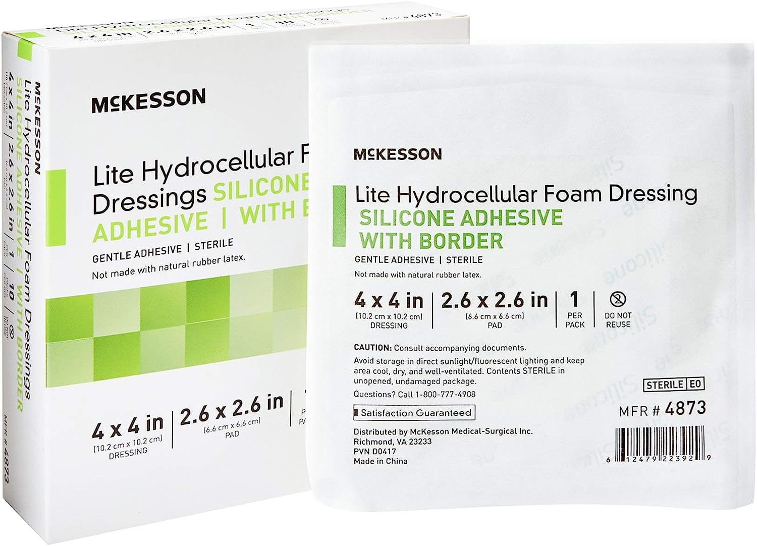 McKesson 4873 Lite Hydrocellular Foam Dressing Silicone Adhesive Border