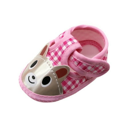 

Baby Girl Boy Cartoon Bear Pattern Shoes Plaid Casual Cotton Shoes Newborn Anti-Slip Toddler Shoes