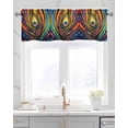 thumbnail image 2 of Peacock Feathers Eye Kitchen Valances for Windows Farmhouse Linen Window Valance Curtain for Living Room Window Treatment Abstract Colorful Oil Painting Valance Rod Pocket Topper Drape, 60 x 18 Inch, 2 of 6