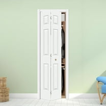 Interior White Primed 6 panel Hollow Core Wood Bifold Closet Doors With Hardware Kit