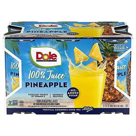 Dole 100% Juice, Pineapple, 46 Ounce Cans (Pack of 6)