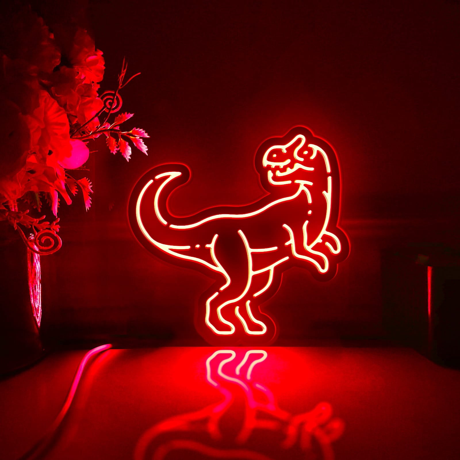 Dinosaur Led Light Box, Dimmable Neon-Like Light Signs USB Power for Wall Decor Bedroom Decoration, Color Flow Effect (WxH) 11"x11"