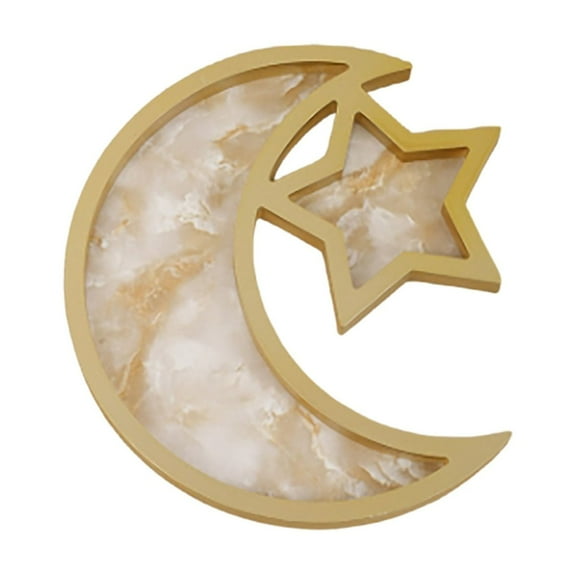 Wooden Ramadan Decoration Tray-Crescent Moon & Star Eid Mubarak Serving Tray for Desserts,Fruits,or Tableware- for Ramadan,Eid Celebrations,and Home Decor