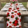 thumbnail image 4 of Pink Strawberry Table Runner 72 Inches, Spring Floral Watercolor Summer Botanical Bed Runner Dresser Scarves Tabletop for Indoor Outdoor Parties/Ceremony/Banquet, 13" x 72", 4 of 8