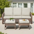 thumbnail image 6 of Planntonneo Wicker Ottoman Set of 2, Rattan Footrest Footstool Patio Furniture with Removable Beige Cushion, 6 of 6