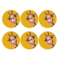 thumbnail image 2 of Balery 6 Pcs Funny Giraffe Blowing Bubbleleather Coasters Set, Drink Table Cup Coasters For Living Room Kitchen Coffee Decor, 2 of 9