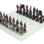 Civil War Solider Themed Chess Set with Glass Board, Multicolor