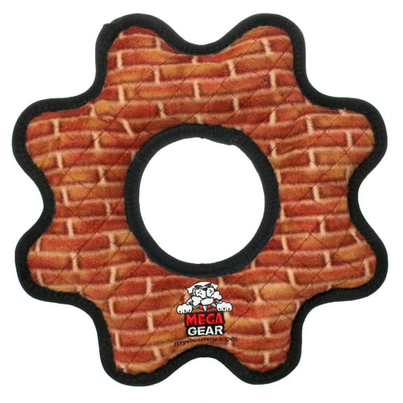 Tuffy Mega Gear Ring Brick Durable Squeaky Plush Dog Toy