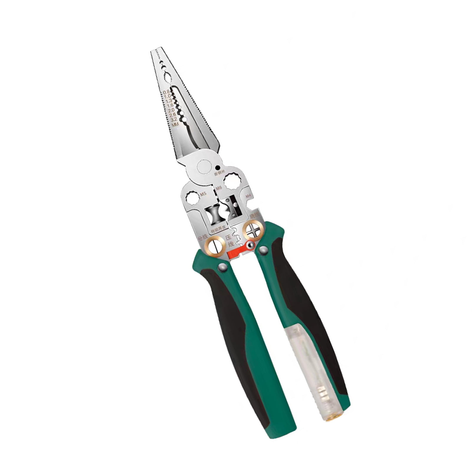 Voltages Sensing Wire Stripper Crimper Cutter Tool Professional Steel Blade AntiSlip Handle For Electricians