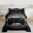 thumbnail image 2 of Gamer Comforter Set Queen,Black Grey Headphones Musical Design Games Gamepad Bedding Set Video Game Room Decor Retro Playing Gamer Down Comforter Gaming Controller Quilted Duvet Set, 2 of 7