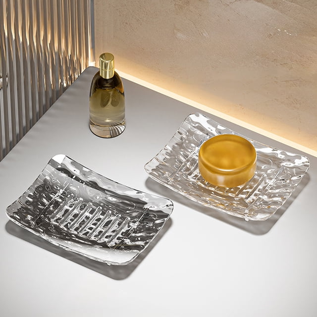 mtvxesu Glacier Pattern Plastic Soap Box with Drain Rack for Bathroom and Kitchen, 1 Pack