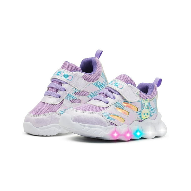 Tenis Para Nina Casual Con Luces Glitter Conejito Tornasol lila 21 Walmart en linea