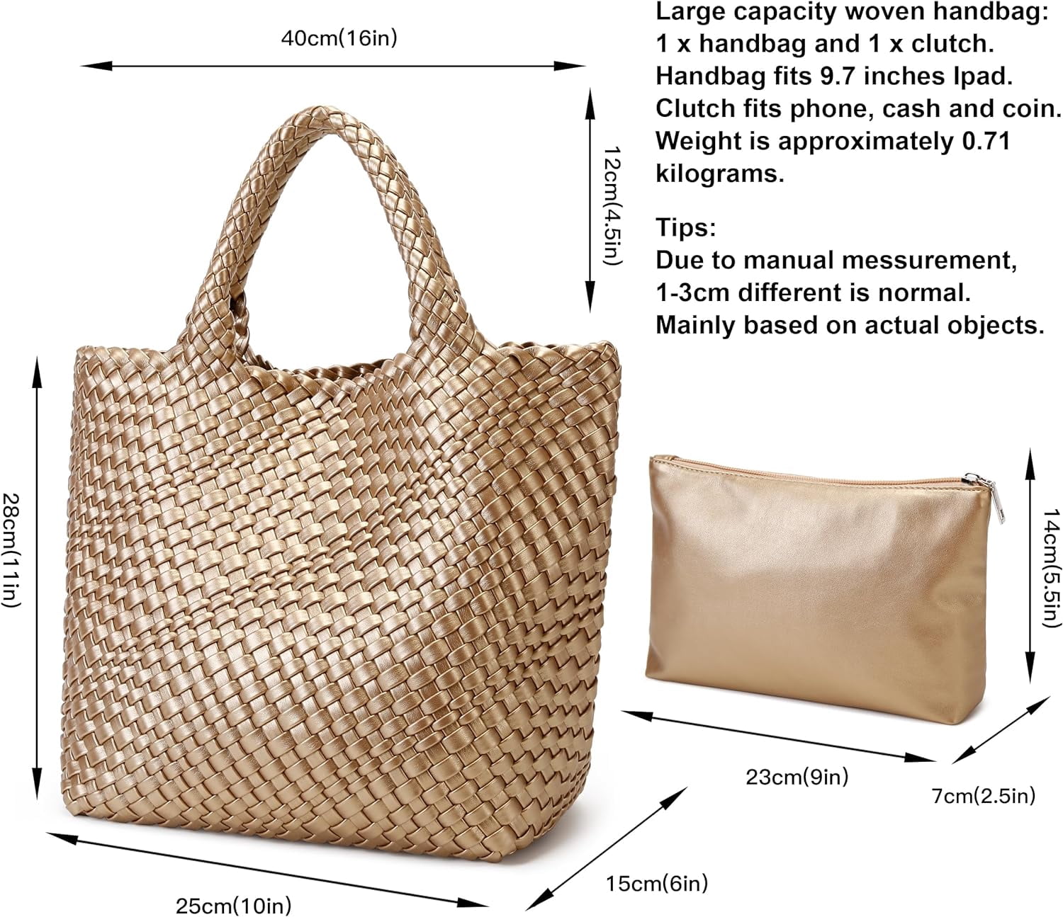 Woven Bag for Women, Vegan Leather Tote Bag Large Summer Beach Travel Handbag and Purse Retro Handmade Shoulder Bag