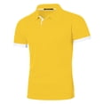 thumbnail image 2 of Qwertyu Men's Casual Polo Shirts Short Sleeve Button Classic T-Shirts Cotton Slim Fit Tees Lightweight Golf Tops Yellow XL, 2 of 5