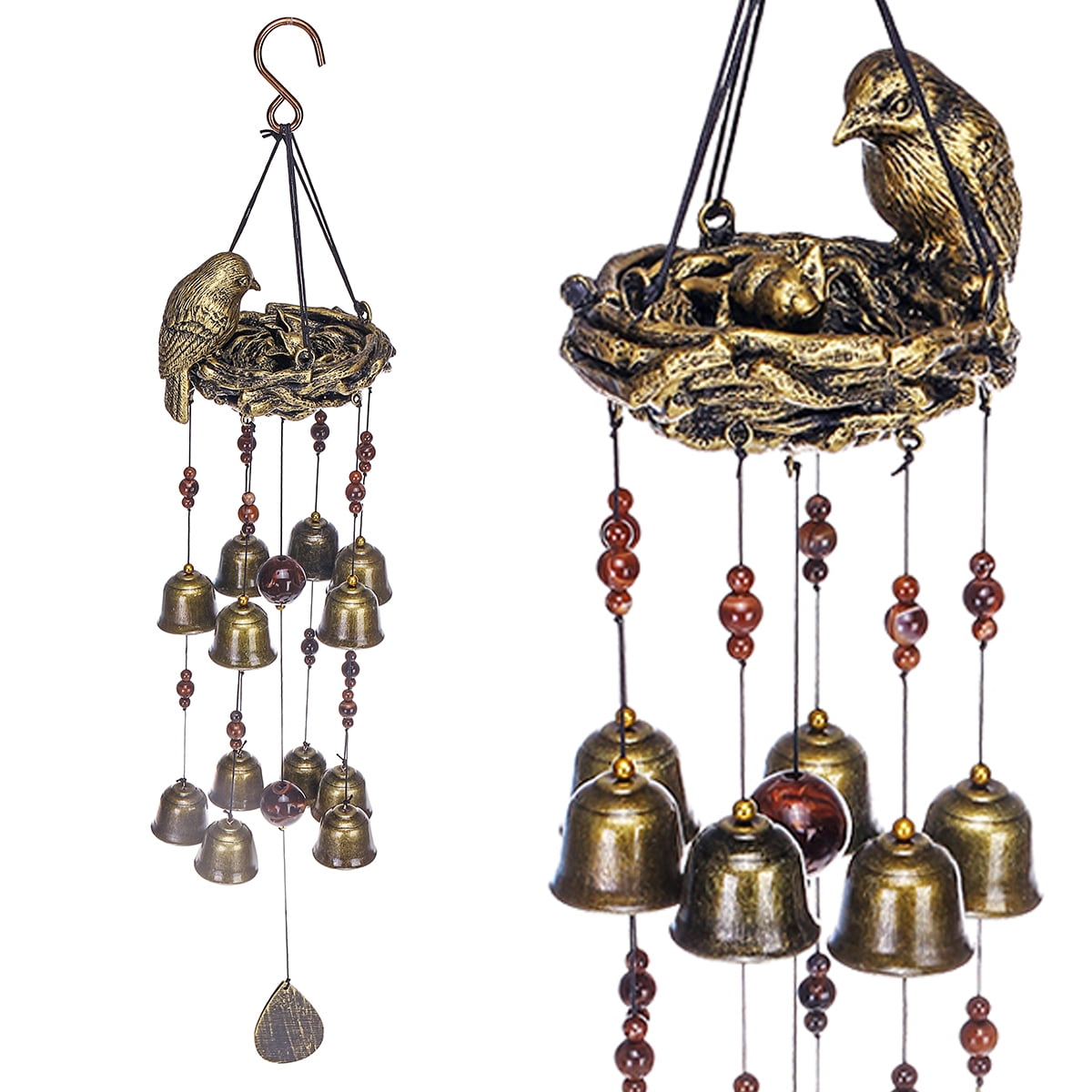 3 Brass Metal Bells Hanging Vintage India Art Collectible Souvenir Home Decor 