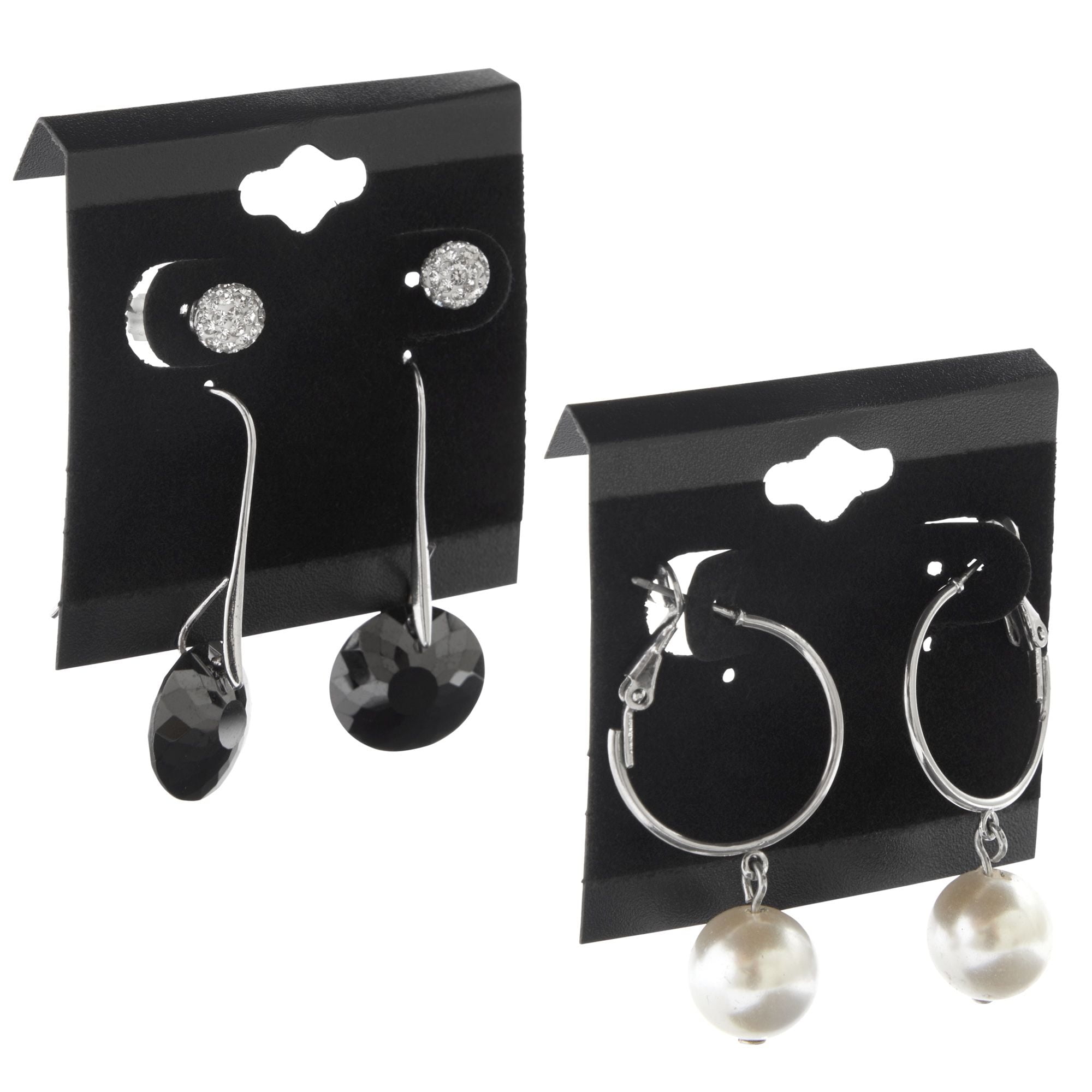 Custom Earring Cards Customized Jewelry Display Cards Flowers Black 00099 