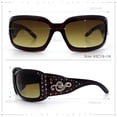thumbnail image 2 of SA106 Womens Oversized Rectangle Sunglasses Rhinestone Treble Clef Music Motif Arms Brown Frame - Gradient Brown Lens, 2 of 6