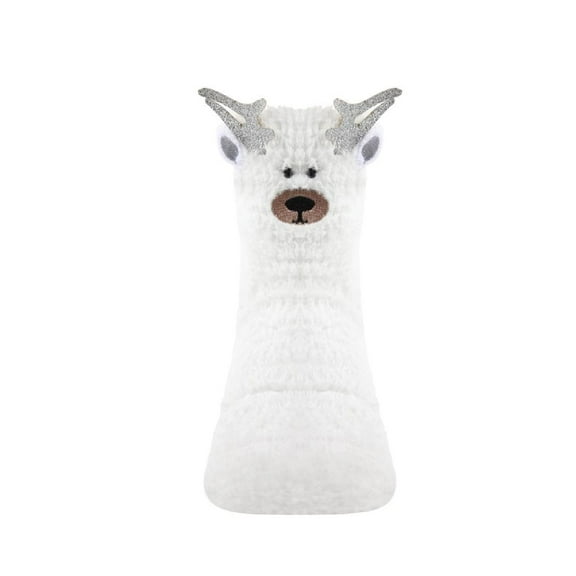 MeMoi Polar Bear Girls Fuzzy Mid-Cut Socks - Girls - Female, One Size, White