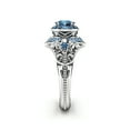 thumbnail image 3 of Halo Vintage Inspired Blue Diamond White Gold Engagement Ring, 3 of 4