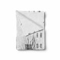 thumbnail image 2 of Cityscape Soft Flannel Fleece Blanket, Paris Street with Houses Buildings and Tree on Alleyway Eiffel Tower Background, Cozy Plush for Indoor and Outdoor Use, 50" x 70", Black White, by Ambesonne, 2 of 6