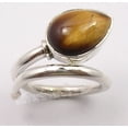thumbnail image 3 of 925 Sterling Silver Brown Drop Tiger's Eye Unisex Latest Style Ring Size 8, 3 of 3