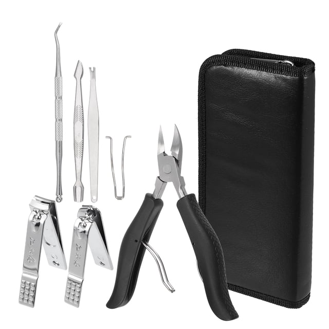 Paquete 9uds Cortaúñas Kit para Gruesas Uñas Unique Bargains Negro