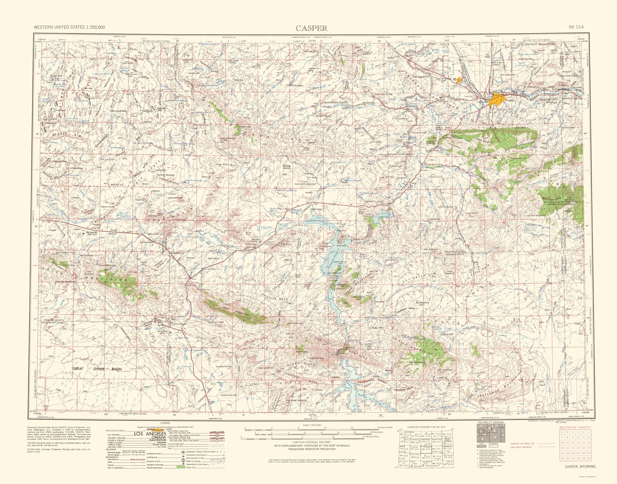 Casper Wyoming Quad - USGS 1962 - 23 x 29.32 - Walmart.com - Walmart.com