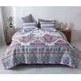 thumbnail image 4 of DaDa Bedding Bohemian Summertime White Blue Floral Paisley Bedspread Set (KSX-003), 4 of 11