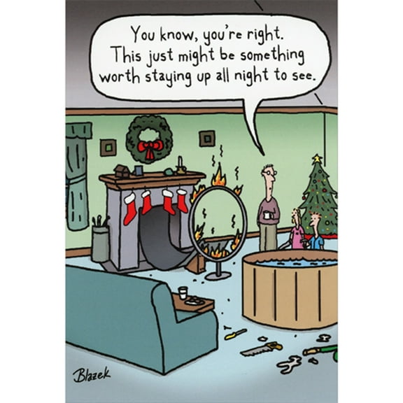 Nobleworks Santa Chimney Ramp, Flaming Hoop and Pool Funny / Humorous Christmas Card