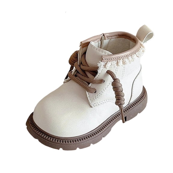 Girls Girls' Dress ShoesBoots Winter Short Boots Side Zipper Lace Up Cute Design Non Slip Sole Warm Faux Leather Boots For Toddler Little Big Girls School Daily