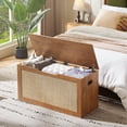 thumbnail image 3 of Rattan Storage Chest, 40" Wooden Storage Bench with Safety Hinge,Blanket Chest,Entryway Bench,Supports 80 lb, Storage Trunk for Living Room, Bedroom, 3 of 9