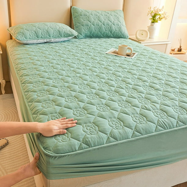 pstuiky Sábana impermeable de 150 x 200 cm (59 x 78 pulgadas) cómoda suave gruesa intercalada transpirable lavada funda protectora para colchón.