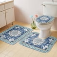 thumbnail image 2 of Blue Boho Bath Mat 3 Piece Bathroom Rug Set, Farmhouse Bohemian Medallion Oriental Flower Non Slip Bath Rug Contour Mat and Toilet Lid Cover, Absorbent Shower Mats Soft Bath Rugs and Mats Sets, 2 of 8