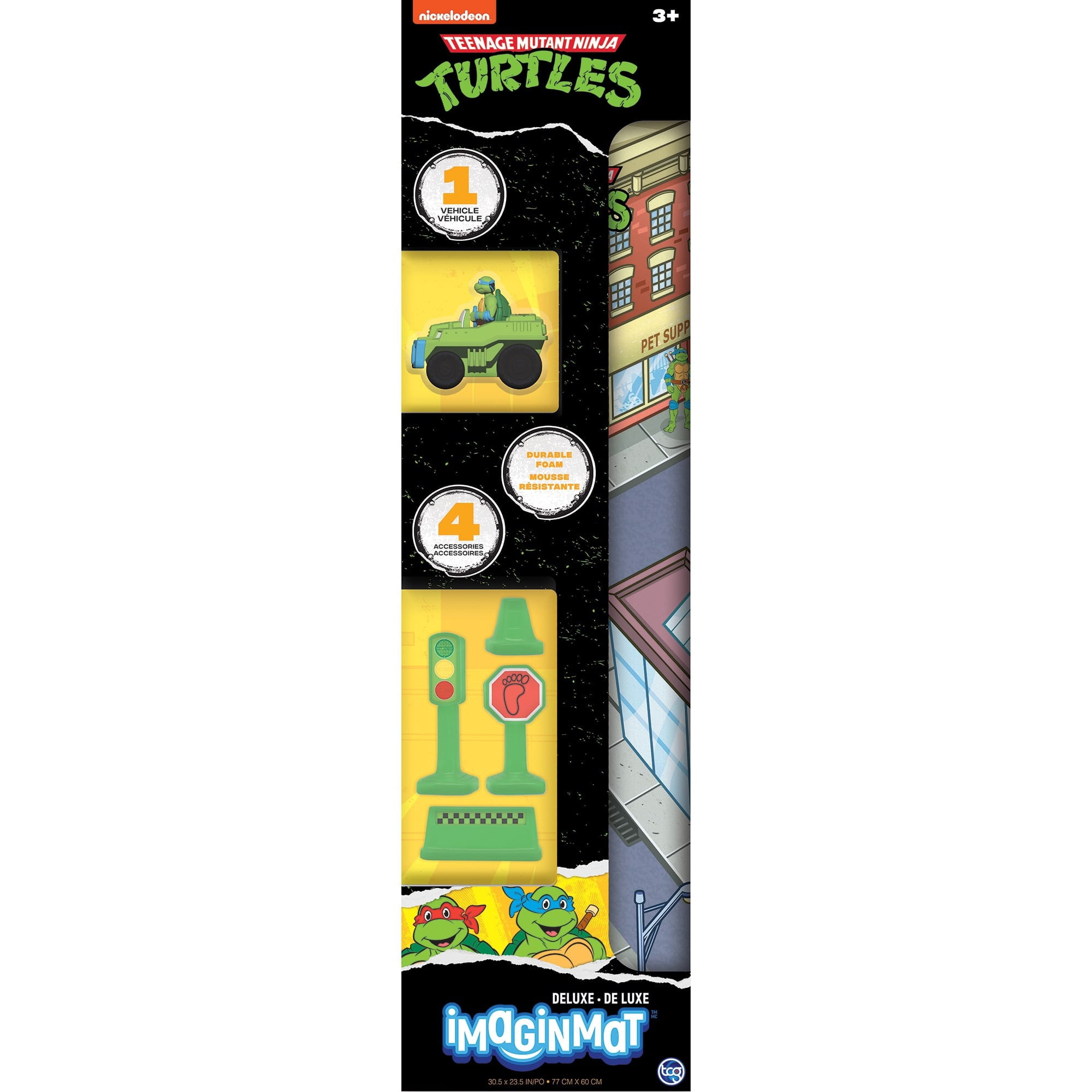 Imaginmat: Deluxe - TMNT - Floor Playmat & Toy Car, 30.5 x 20.5", Character Vehicle & Road Accessories, Durable EVA Foam Mat, Licensed, Kids Ages 3+
