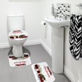 thumbnail image 2 of PATIO 4 Pieces Set 3D Digital Printing High-Density Merry Christmas Theme Pattern Shower Curtain Set Bathroom Floor Mat Base Mat Toilet Mat Home Holiday Decoration Bathroom Accessories Ch, 2 of 9