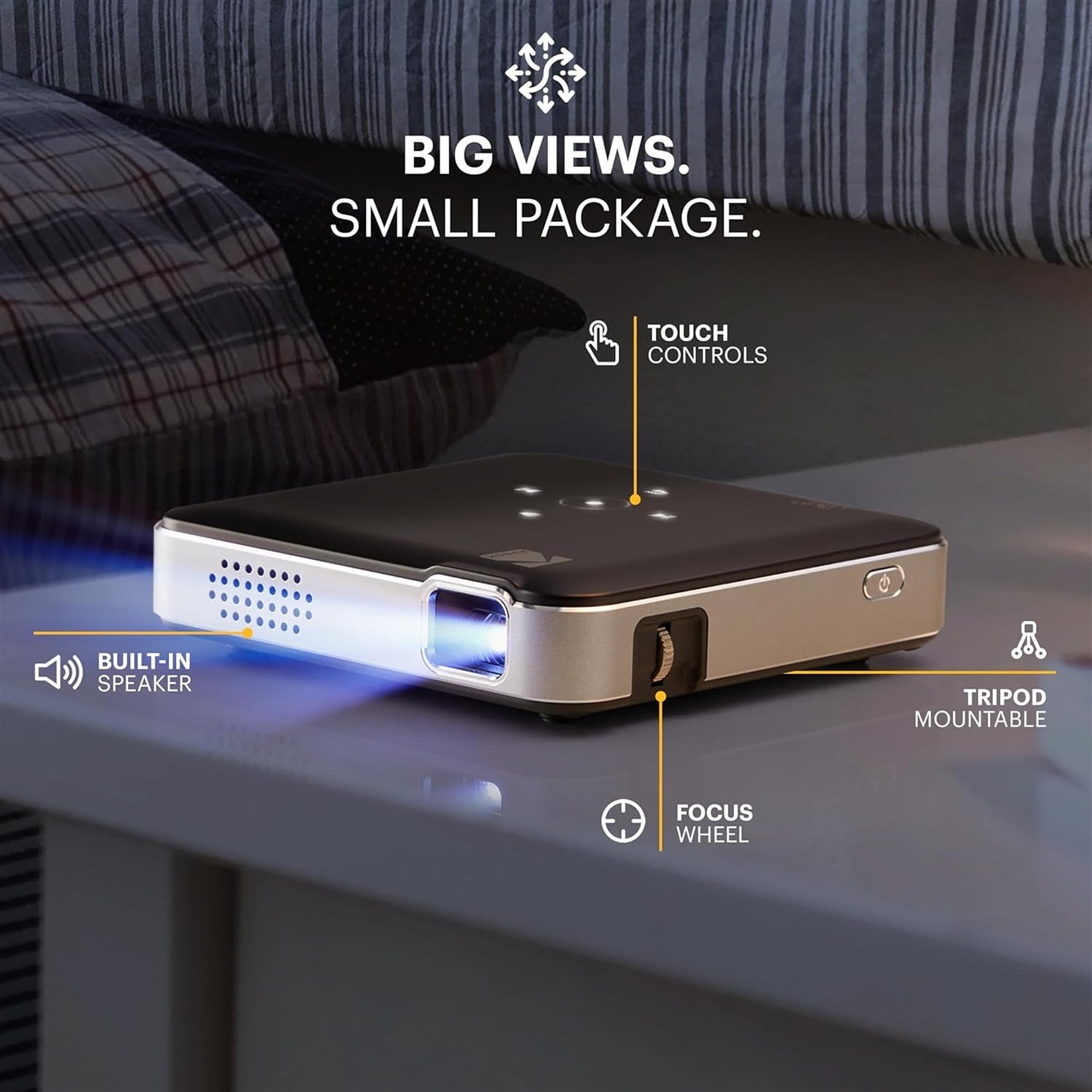 Kodak Luma 150 Pico Projector, Rechargeable Ultra Mini Projector w/60" Screen, Tripod & Case (Black)