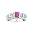thumbnail image 1 of RYLOS Men's Rings Sterling Silver Classic 6X4MM Oval Gemstone & Diamond Ring Star Ruby July Birthstone Rings For Men, Silver Rings, Size 13, 1 of 7