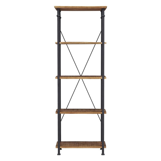 Homelegance Rustic Modern Wood Metal Living Room 4 Tier Bookcase Shelf, Black