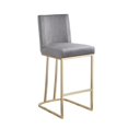 thumbnail image 3 of Counter Height Bar Stools with Backs Set of 2 for Kitchen, Mid-Century Modern Velvet Fabric Kitchen Stools with Gold Metal Chrome Base for Counter Pub, Farmhouse Upholstered Chairs Dining Chairs, Gray, 3 of 7