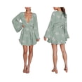 thumbnail image 4 of FOCUSNORM Femmes Sexy Tie-up Robe Fleur Impression Flare Manches V-neck une Seule Pièce, 4 of 9