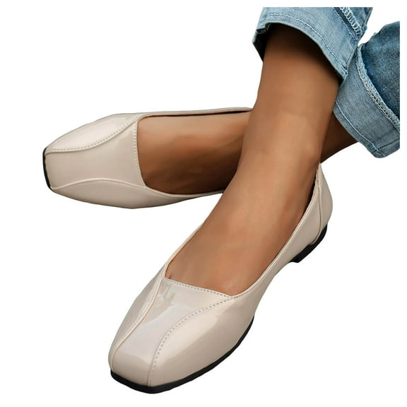 Dress Shoes for Women Fashion Leopard Leather Square Toe Ballet Flats Business Office Formal Slip on Dressy Loafers Ladies