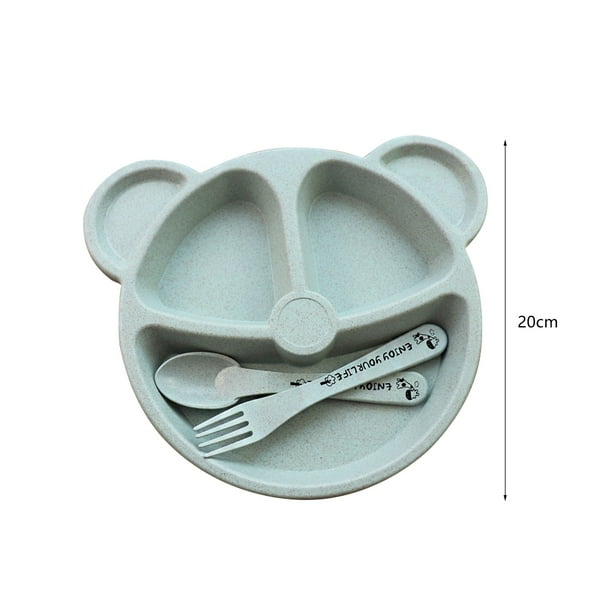 Cuenco Para Bebé, Cuchara Y Tenedor, Vajilla Para Alimentación, Sin Bpa, Oso De Dibujos Animados, Platos Para Niños, Juego De Vajilla Para Comer Para Bebés, Plato De Entrenamiento Anti-Calor Vogacara BA000558-00