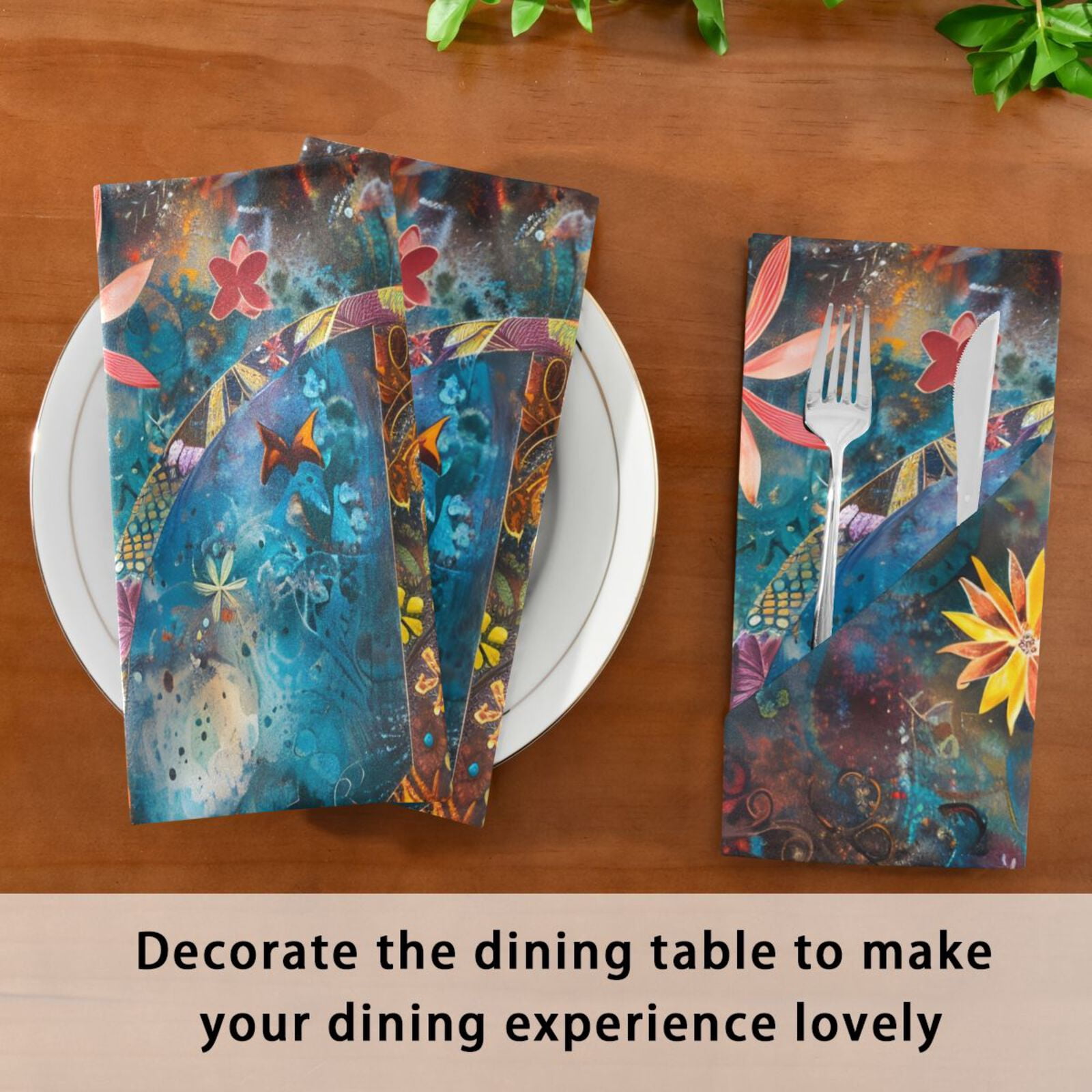JSTEL Colorful Peace Sign Flower Cloth Napkins Set of 6, 20x20 Inch Washable and Reusable Napkin for Decoupage Dinner Party Everyday Use