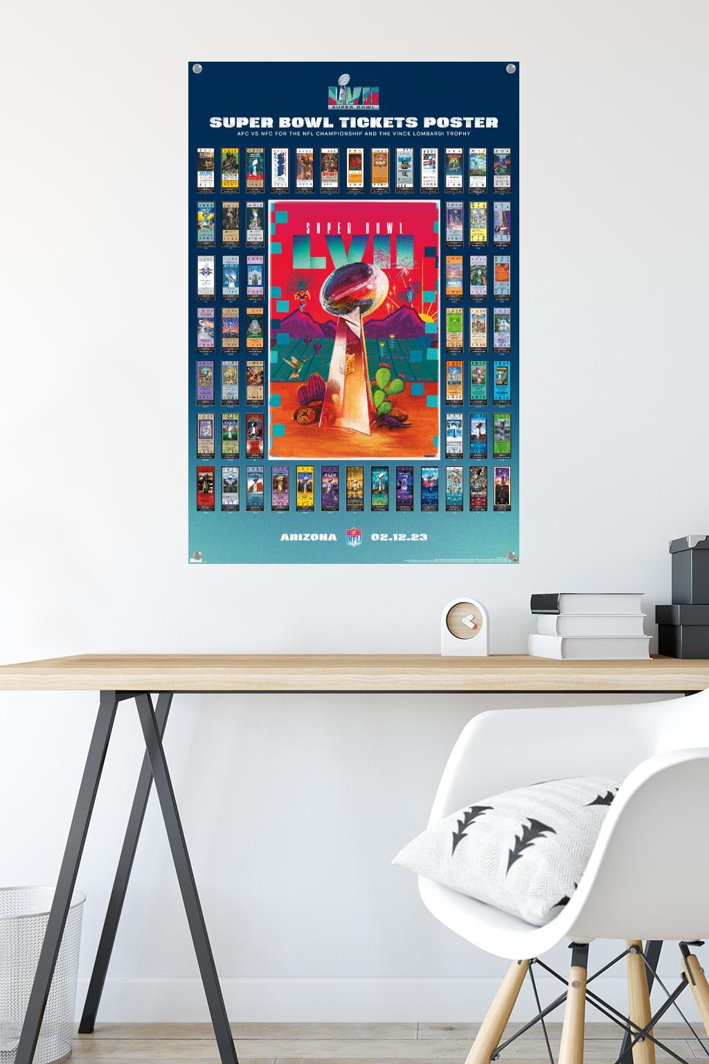 NFL League - Super Bowl LVII Ticket Collage Wall Poster with Pushpins, 22.375" x 34"
