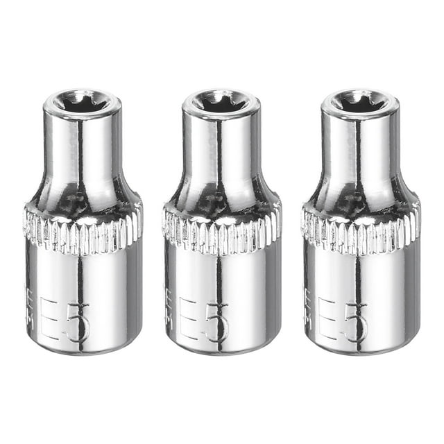 Uxcell E-Torx Socket 1/4" Drive E5 1" Length 6 Point Spline 3pcs