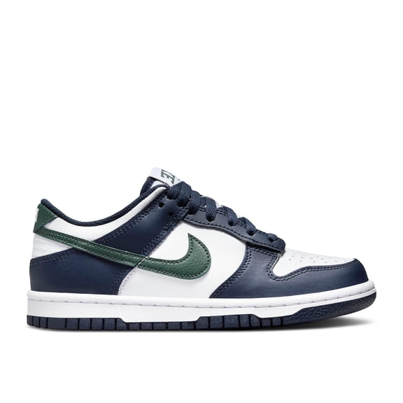 Nike Dunk Low GS Big kid Shoes, Obsidian/Vintage Green/White, Size 6